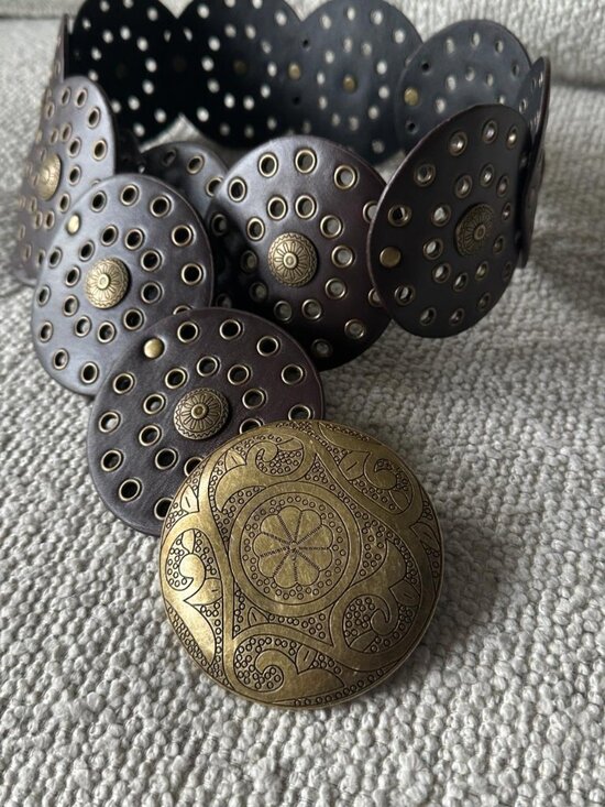 Y2K Black Concho Belt Wide Western Cowgirl Grunge Statement - Picture 6 of 8